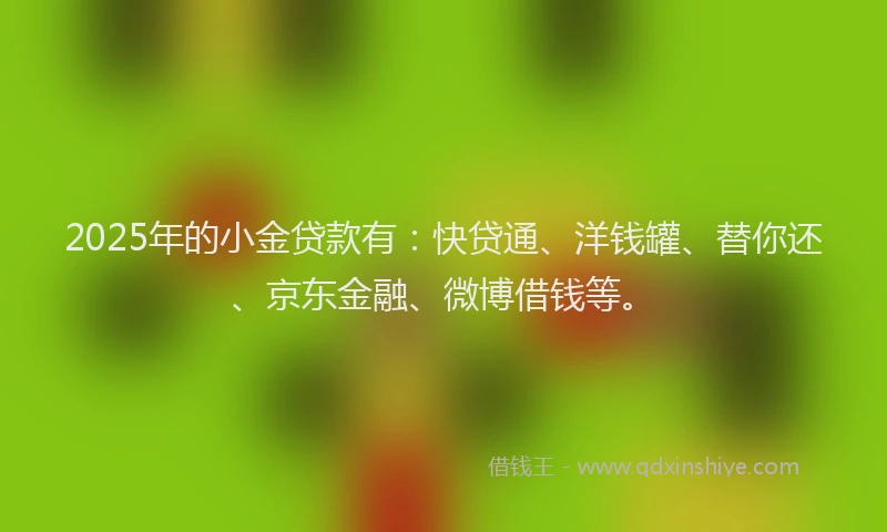 2025年的小金贷款有：快贷通、洋钱罐、替你还、京东金融、微博借钱等。