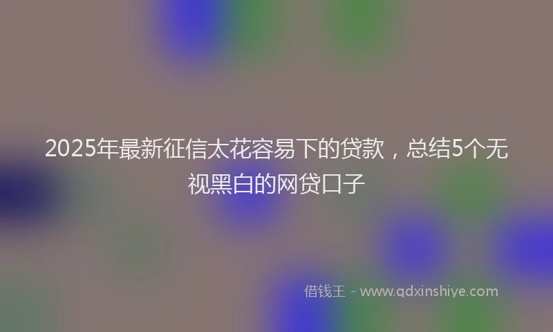 2025年最新征信太花容易下的贷款，总结5个无视黑白的网贷口子