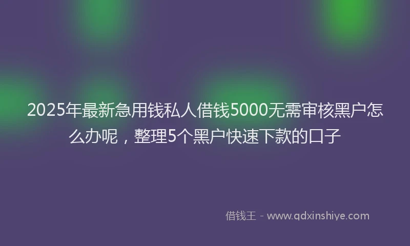 2025年最新急用钱私人借钱5000无需审核黑户怎么办呢，整理5个黑户快速下款的口子