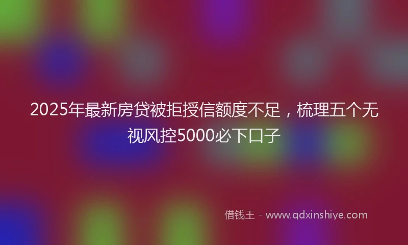 2025年最新房贷被拒授信额度不足，梳理五个无视风控5000必下口子