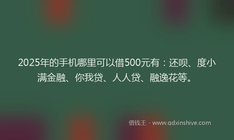 2025年的手机哪里可以借500元有：还呗、度小满金融、你我贷、人人贷、融逸花等。