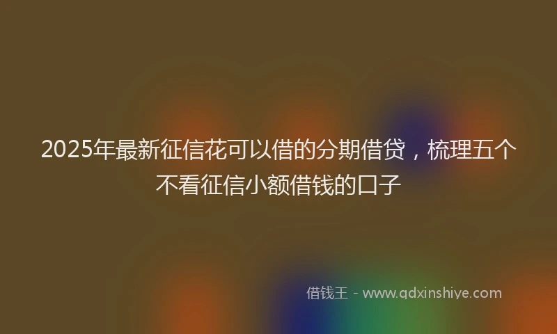 2025年最新征信花可以借的分期借贷，梳理五个不看征信小额借钱的口子