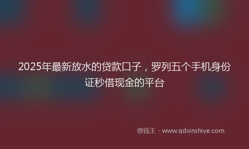 2025年最新放水的贷款口子，罗列五个手机身份证秒借现金的平台