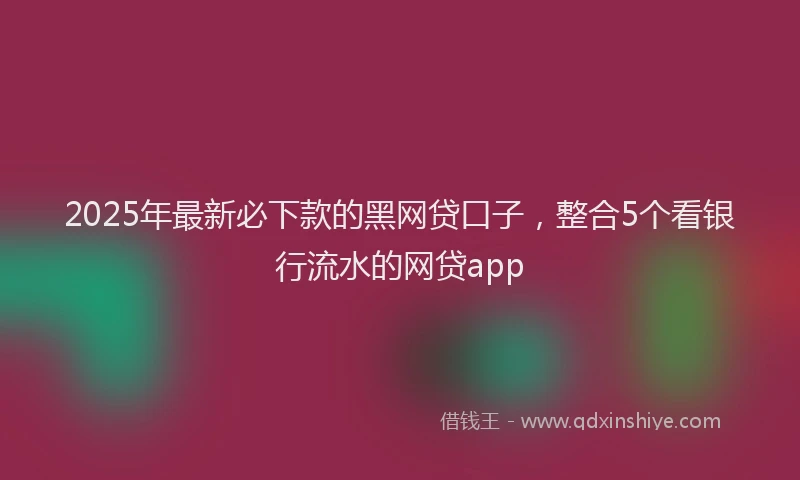 2025年最新必下款的黑网贷口子，整合5个看银行流水的网贷app