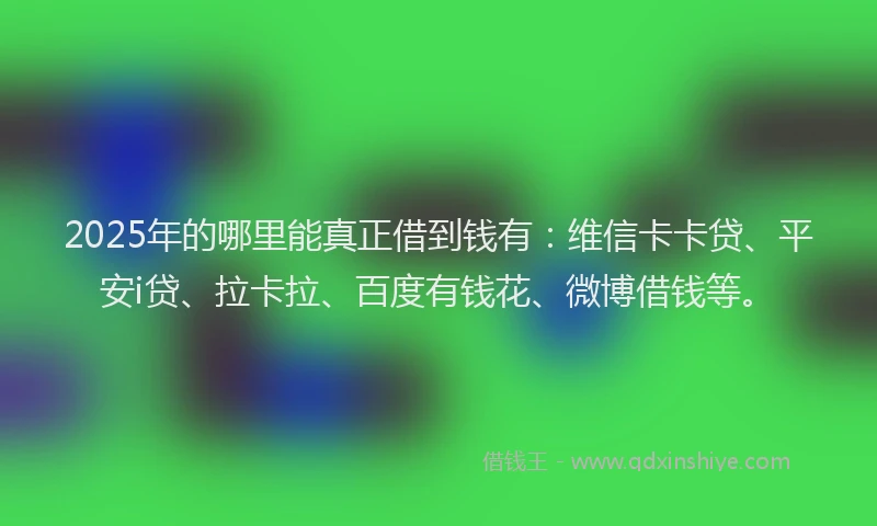 2025年的哪里能真正借到钱有：维信卡卡贷、平安i贷、拉卡拉、百度有钱花、微博借钱等。