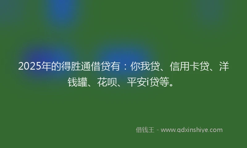 2025年的得胜通借贷有：你我贷、信用卡贷、洋钱罐、花呗、平安i贷等。