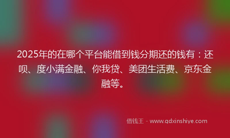 2025年的在哪个平台能借到钱分期还的钱有：还呗、度小满金融、你我贷、美团生活费、京东金融等。