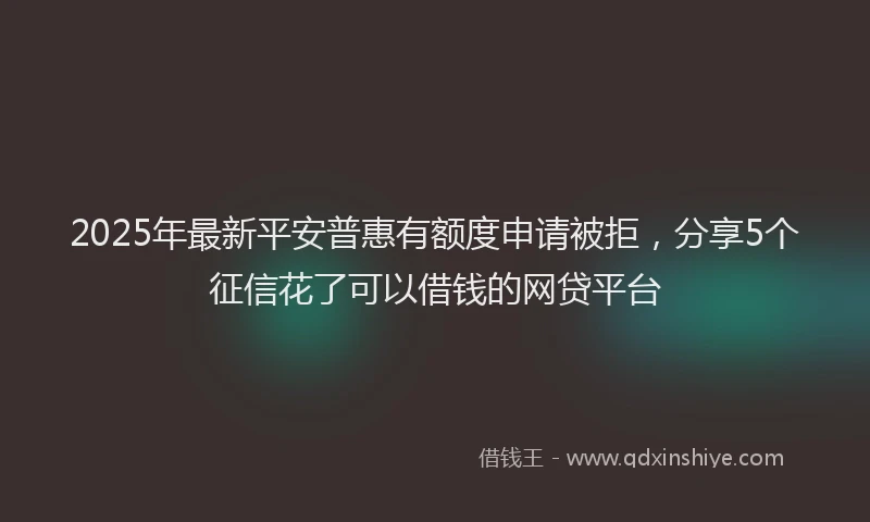 2025年最新平安普惠有额度申请被拒，分享5个征信花了可以借钱的网贷平台