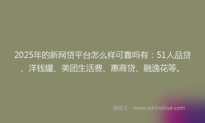 2025年的新网贷平台怎么样可靠吗有：51人品贷、洋钱罐、美团生活费、惠商贷、融逸花等。