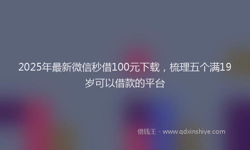 2025年最新微信秒借100元下载，梳理五个满19岁可以借款的平台