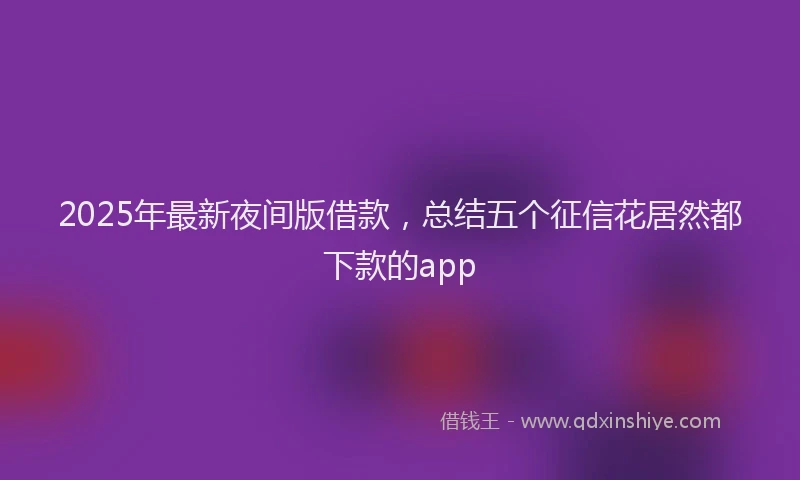 2025年最新夜间版借款，总结五个征信花居然都下款的app