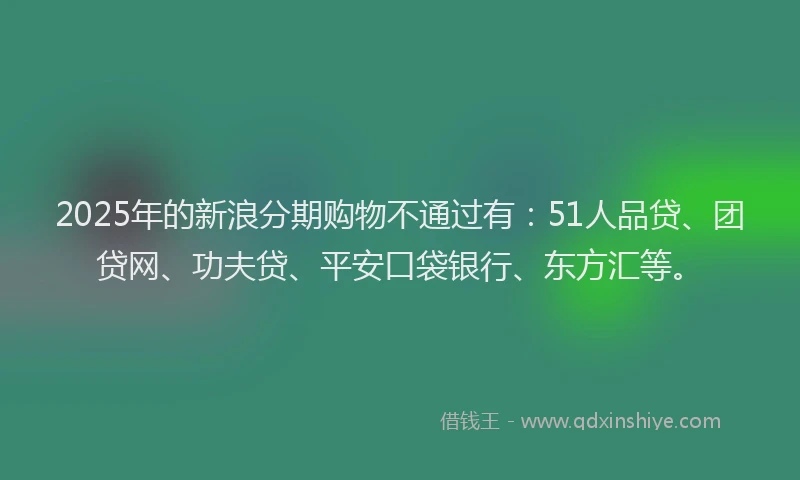 2025年的新浪分期购物不通过有：51人品贷、团贷网、功夫贷、平安口袋银行、东方汇等。