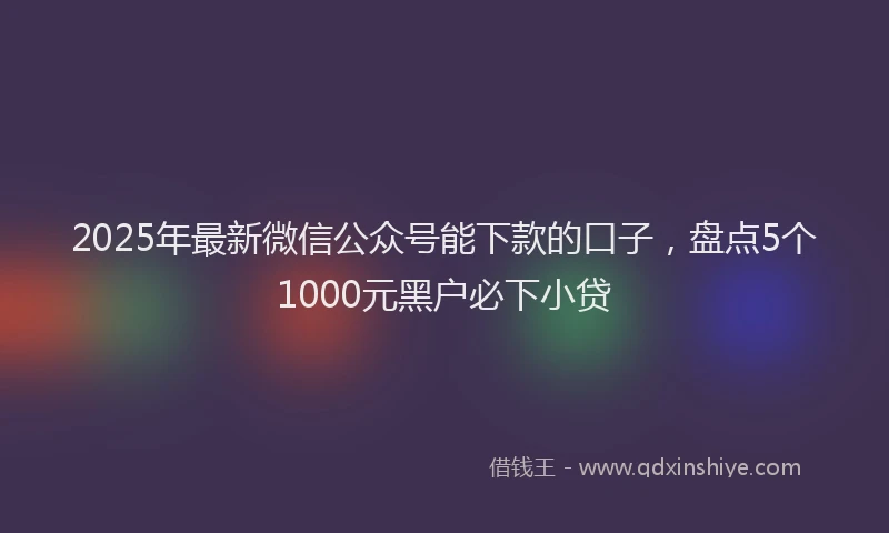 2025年最新微信公众号能下款的口子，盘点5个1000元黑户必下小贷