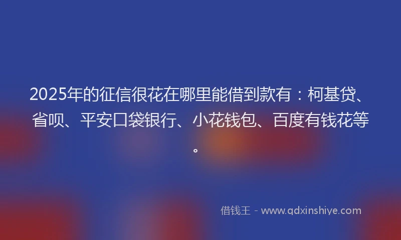 2025年的征信很花在哪里能借到款有：柯基贷、省呗、平安口袋银行、小花钱包、百度有钱花等。