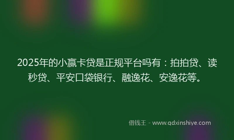 2025年的小赢卡贷是正规平台吗有：拍拍贷、读秒贷、平安口袋银行、融逸花、安逸花等。