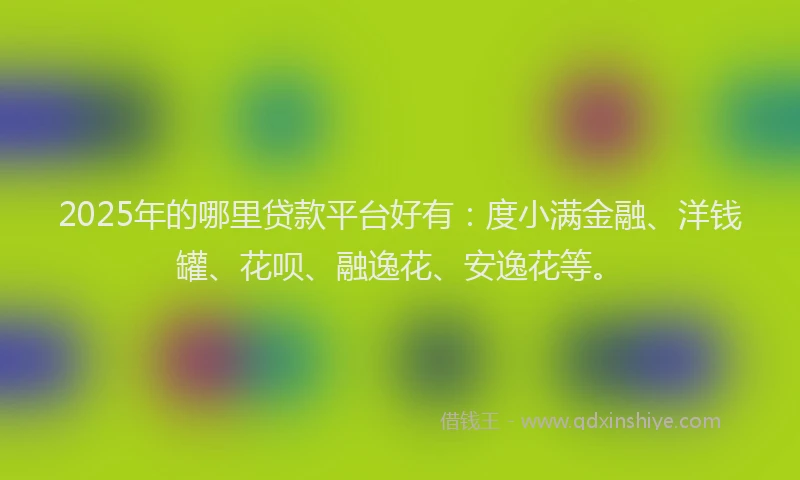 2025年的哪里贷款平台好有：度小满金融、洋钱罐、花呗、融逸花、安逸花等。