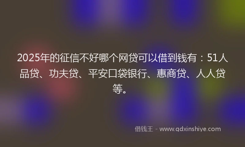 2025年的征信不好哪个网贷可以借到钱有：51人品贷、功夫贷、平安口袋银行、惠商贷、人人贷等。