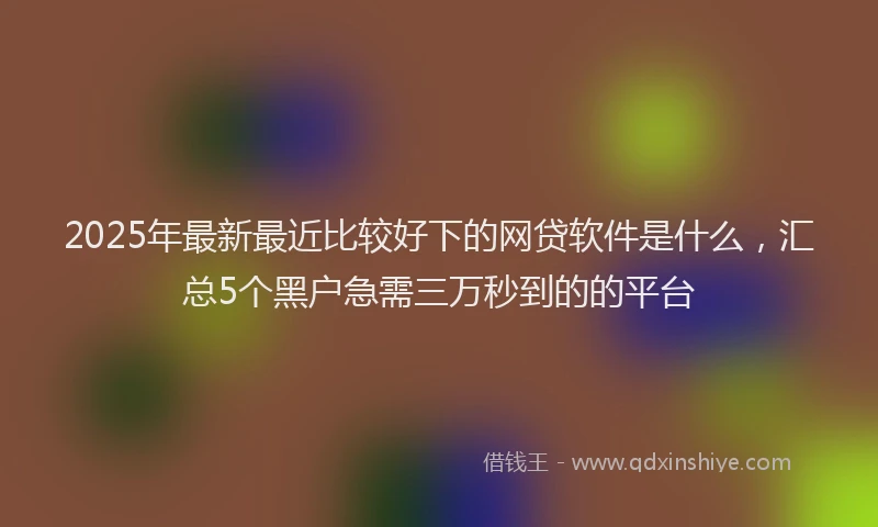 2025年最新最近比较好下的网贷软件是什么，汇总5个黑户急需三万秒到的的平台