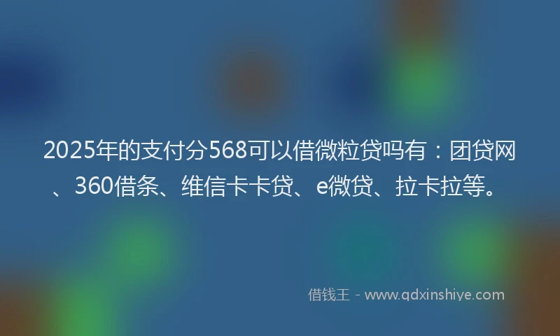 2025年的支付分568可以借微粒贷吗有：团贷网、360借条、维信卡卡贷、e微贷、拉卡拉等。
