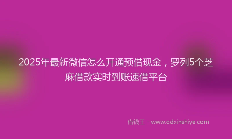 2025年最新微信怎么开通预借现金，罗列5个芝麻借款实时到账速借平台