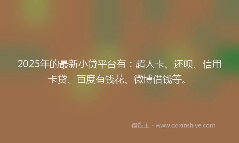 2025年的最新小贷平台有：超人卡、还呗、信用卡贷、百度有钱花、微博借钱等。