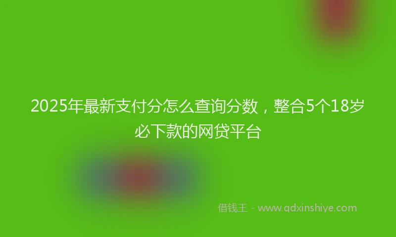 2025年最新支付分怎么查询分数，整合5个18岁必下款的网贷平台