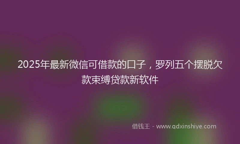 2025年最新微信可借款的口子，罗列五个摆脱欠款束缚贷款新软件