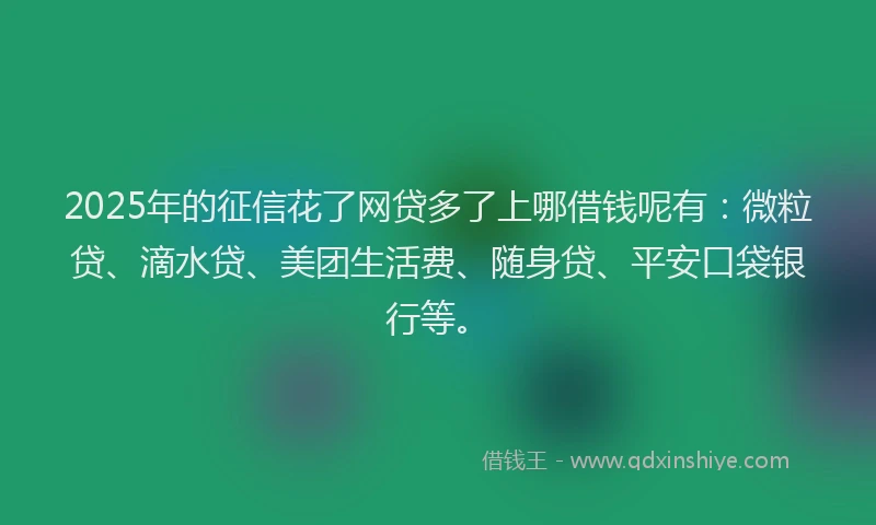 2025年的征信花了网贷多了上哪借钱呢有：微粒贷、滴水贷、美团生活费、随身贷、平安口袋银行等。