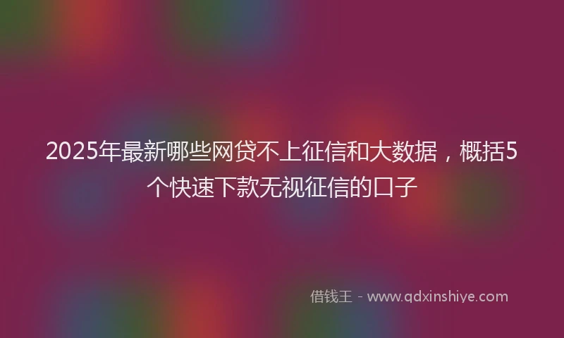 2025年最新哪些网贷不上征信和大数据，概括5个快速下款无视征信的口子