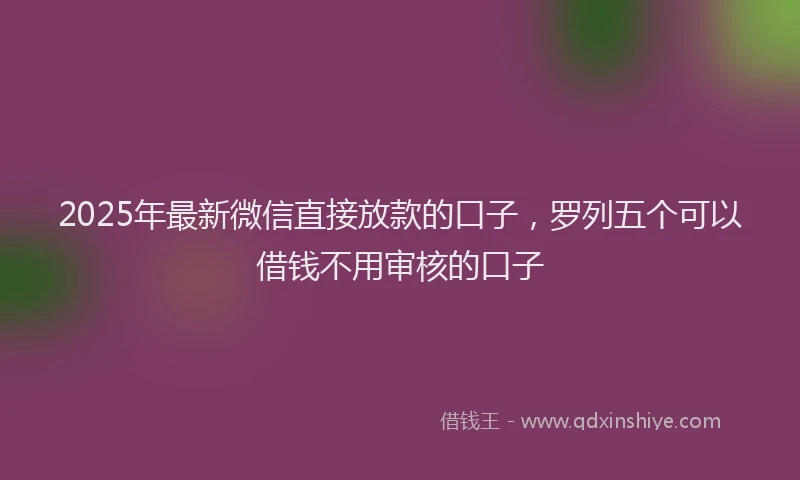 2025年最新微信直接放款的口子，罗列五个可以借钱不用审核的口子