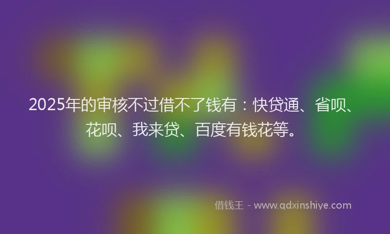 2025年的审核不过借不了钱有：快贷通、省呗、花呗、我来贷、百度有钱花等。