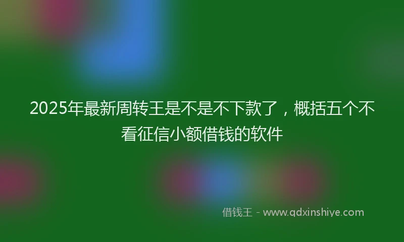 2025年最新周转王是不是不下款了，概括五个不看征信小额借钱的软件