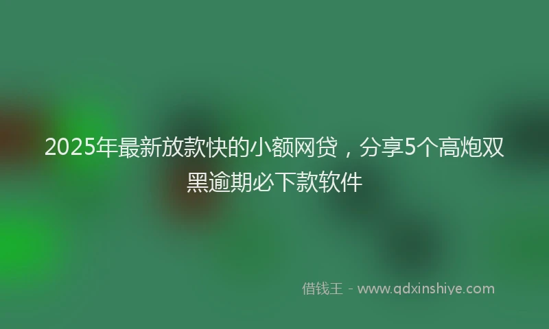 2025年最新放款快的小额网贷，分享5个高炮双黑逾期必下款软件
