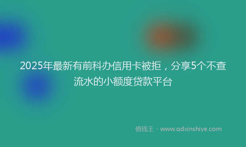 2025年最新有前科办信用卡被拒，分享5个不查流水的小额度贷款平台