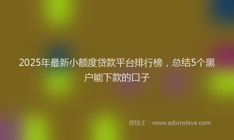 2025年最新小额度贷款平台排行榜，总结5个黑户能下款的口子