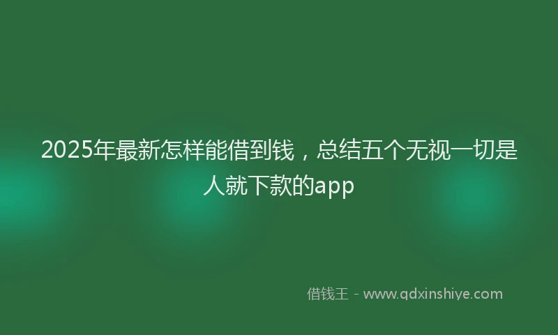 2025年最新怎样能借到钱，总结五个无视一切是人就下款的app