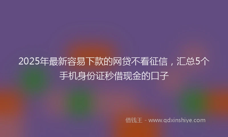 2025年最新容易下款的网贷不看征信，汇总5个手机身份证秒借现金的口子