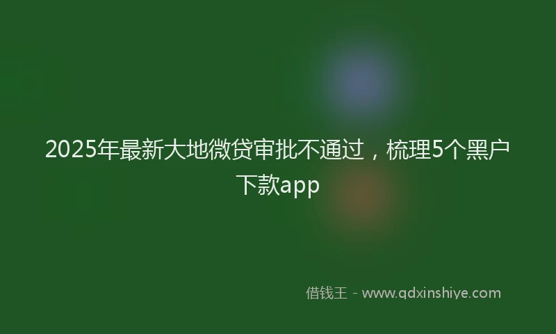2025年最新大地微贷审批不通过，梳理5个黑户下款app