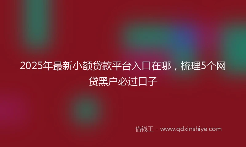 2025年最新小额贷款平台入口在哪，梳理5个网贷黑户必过口子