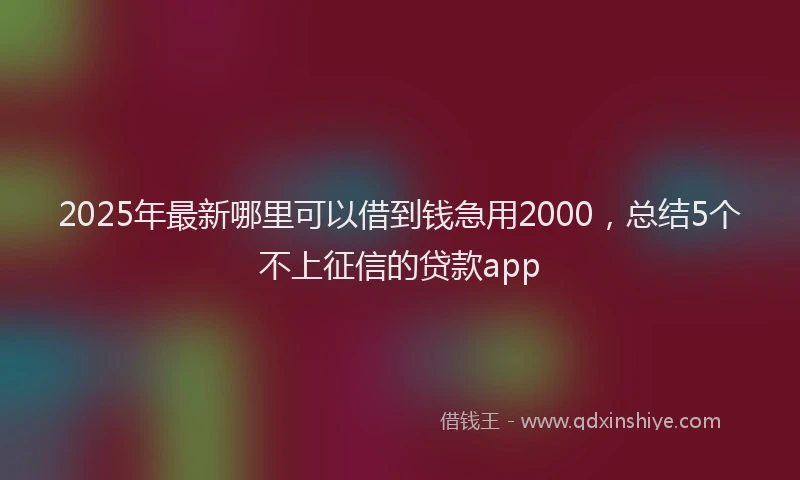 2025年最新哪里可以借到钱急用2000，总结5个不上征信的贷款app