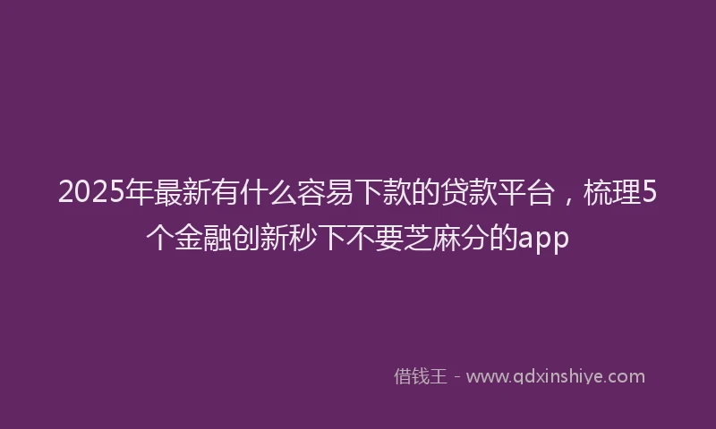 2025年最新有什么容易下款的贷款平台，梳理5个金融创新秒下不要芝麻分的app