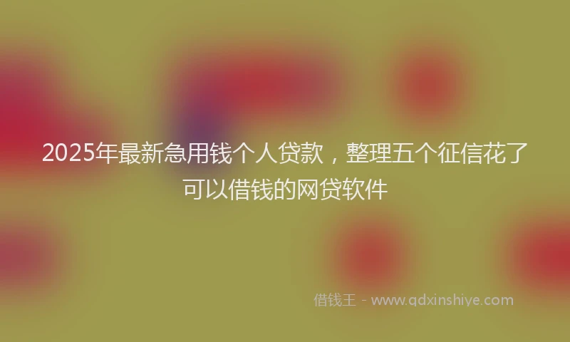2025年最新急用钱个人贷款，整理五个征信花了可以借钱的网贷软件
