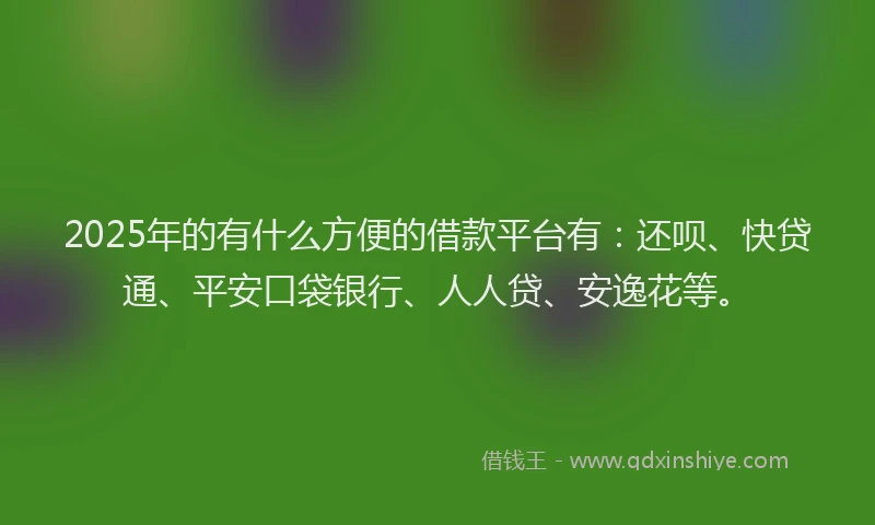 2025年的有什么方便的借款平台有：还呗、快贷通、平安口袋银行、人人贷、安逸花等。