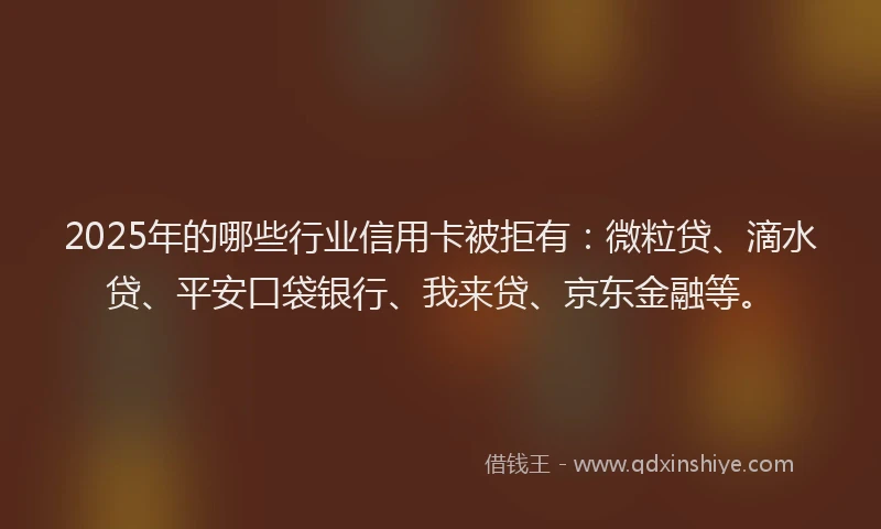 2025年的哪些行业信用卡被拒有：微粒贷、滴水贷、平安口袋银行、我来贷、京东金融等。