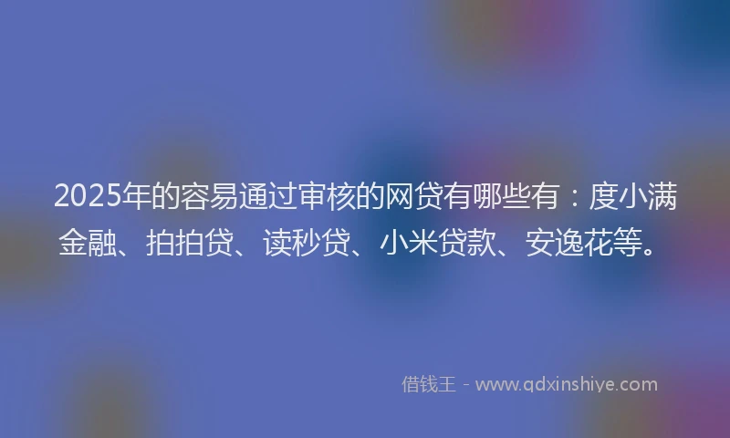 2025年的容易通过审核的网贷有哪些有：度小满金融、拍拍贷、读秒贷、小米贷款、安逸花等。