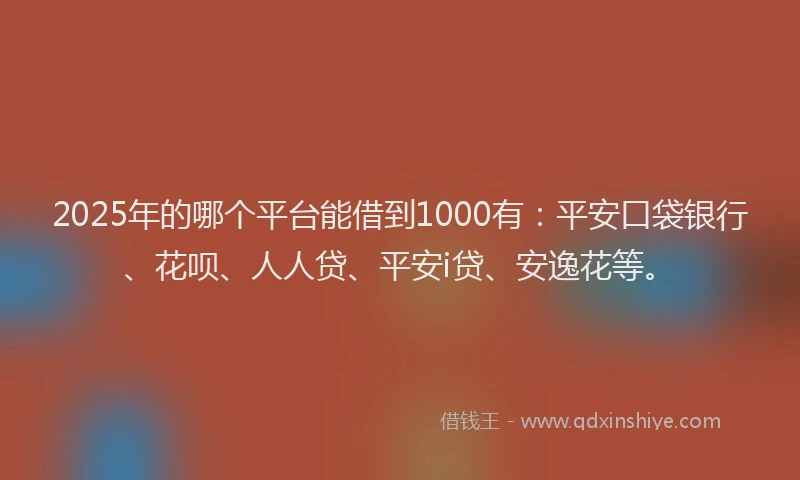2025年的哪个平台能借到1000有：平安口袋银行、花呗、人人贷、平安i贷、安逸花等。