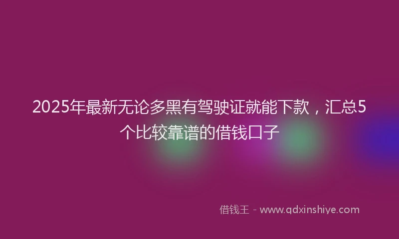 2025年最新无论多黑有驾驶证就能下款，汇总5个比较靠谱的借钱口子