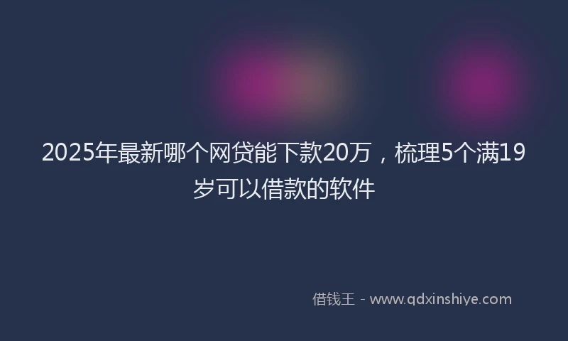 2025年最新哪个网贷能下款20万，梳理5个满19岁可以借款的软件