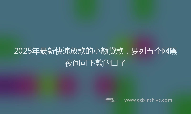 2025年最新快速放款的小额贷款，罗列五个网黑夜间可下款的口子