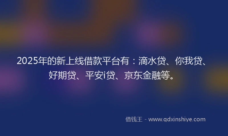 2025年的新上线借款平台有：滴水贷、你我贷、好期贷、平安i贷、京东金融等。